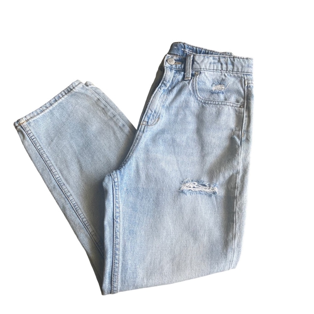 Old navy Girls High -Waisted Slouchy Straight Built-in Tough blue jeans ripped